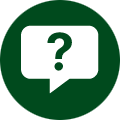 green icon bubble with a speech bubble with a question mark inside