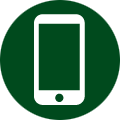 green icon bubble with a mobile phone