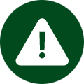 green icon bubble with a triangle with an exclamation mark inside