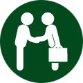 green icon bubble with two people shaking hands