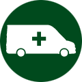 green icon bubble with an ambulance