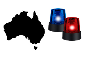 map of australia and emergency lights