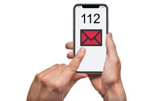 person holding phone that is failing to message 112