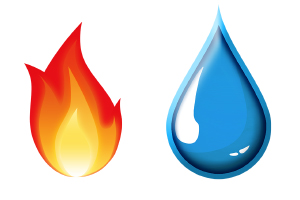 flame and drop of water