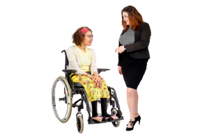 ndis provider talking to person in wheelchair