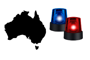 australia map with sirens