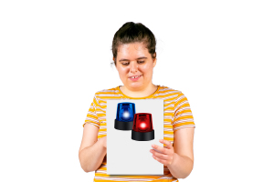 person holding a paper with sirens on it