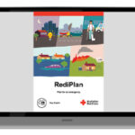 laptop with a screenshot of the Red Cross Rediplan website