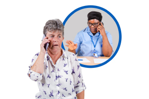 people on different sides of a phone call