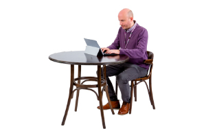 person sitting and typing