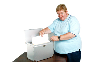 person putting a file in a box