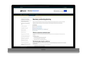 laptop with qld business continuity planning template