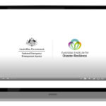 laptop with a screen shot of the Australian Government logo for the National Emergency Management Agency and the logo for the Australian Institute for Disaster Resilience