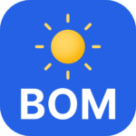 Bureau of Meteorology app icon with a yellow sun on a blue tile